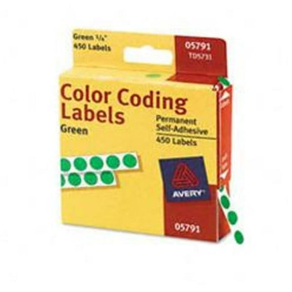 Avery  Avery Permanent Self-Adhesive Color-Coding Labels  1/4in dia  Green  450/Pack  PK -