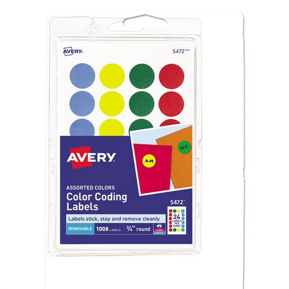 Avery Avery Printable SelfAdhesive Removable ColorCoding Labels, 0.75