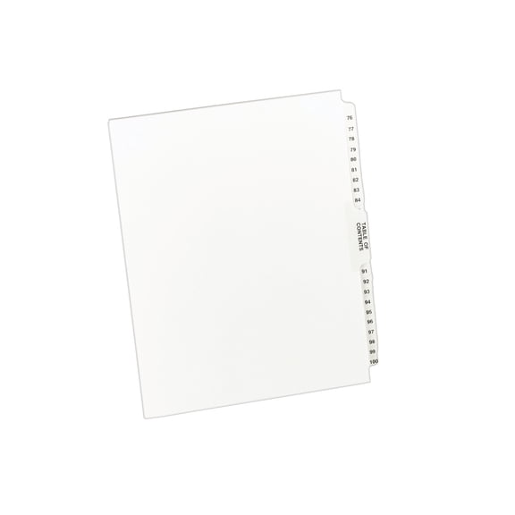 Avery Avery-Style Legal Exhibit Side Tab Divider, Title: 76-100, Letter, White