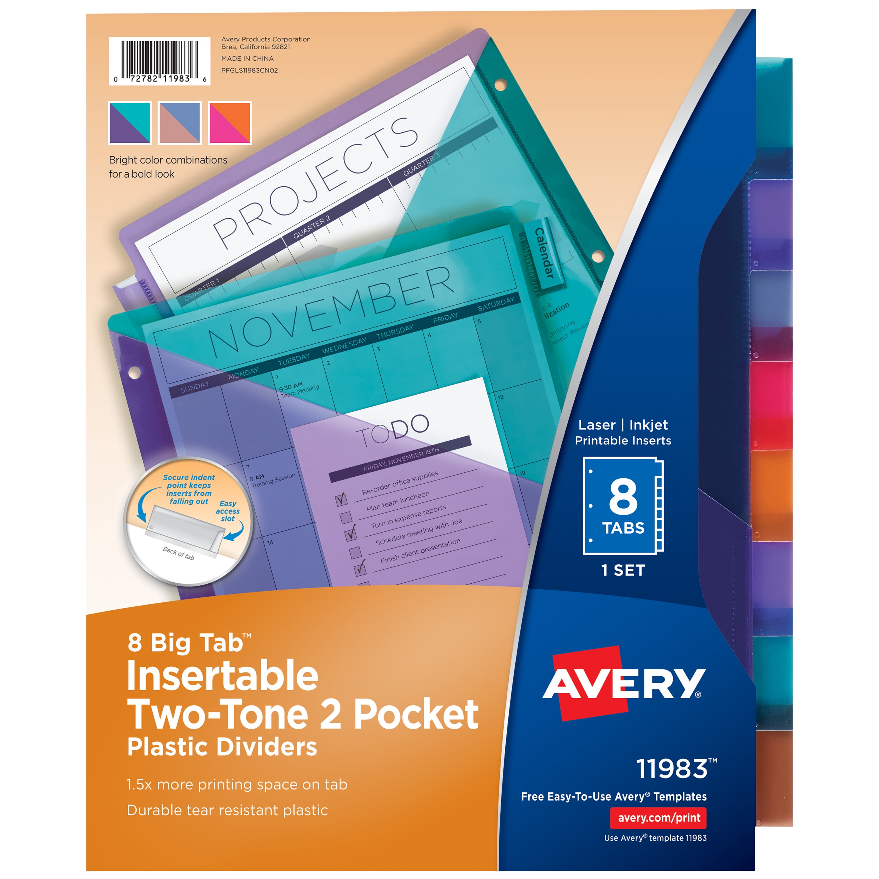 Avery Big Tab 2-Pocket Dividers, 8-Tab, Two-Tone (11983) - Walmart.com