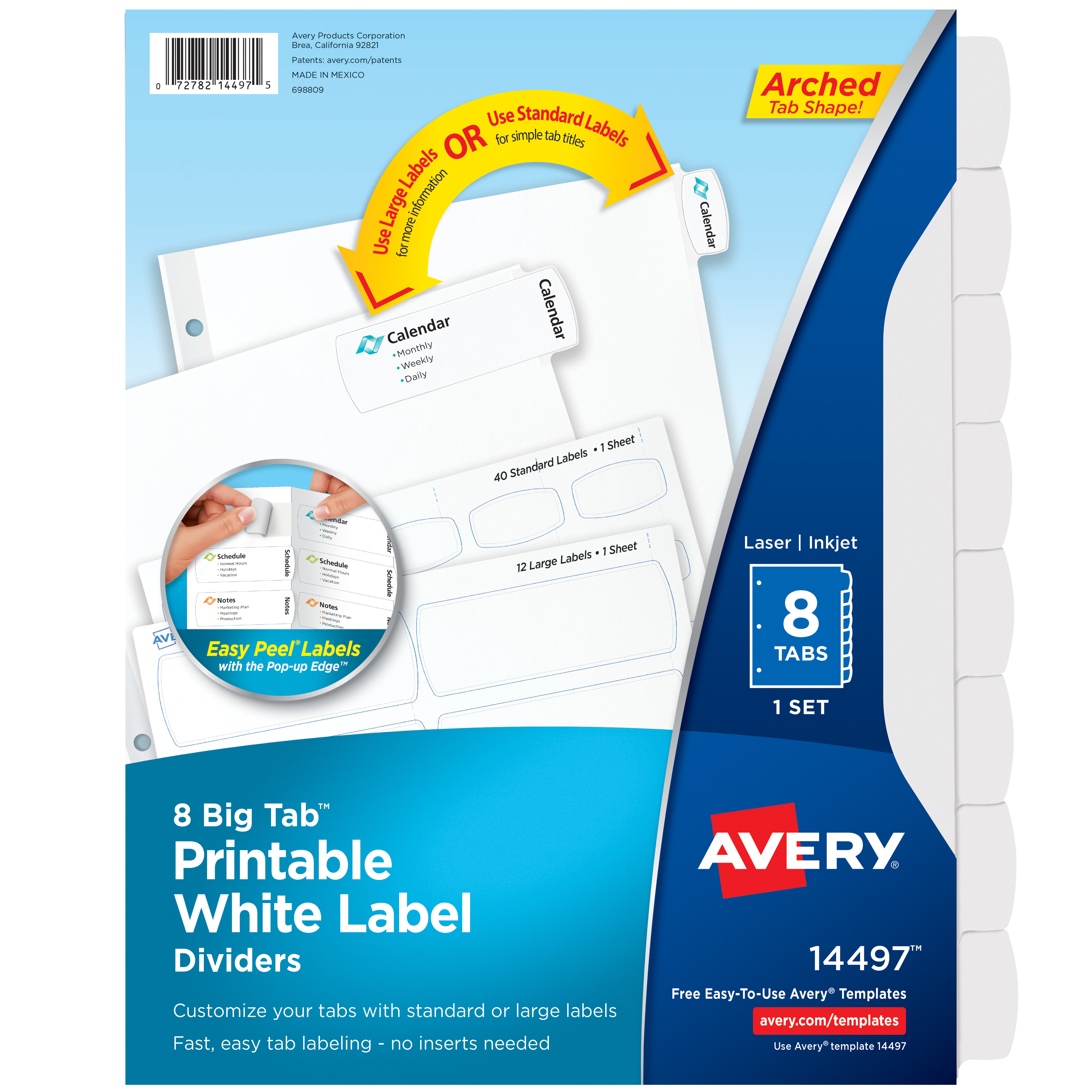 Avery Ready Index 12 Tab Dividers, Customizable TOC, 1 Set (11194
