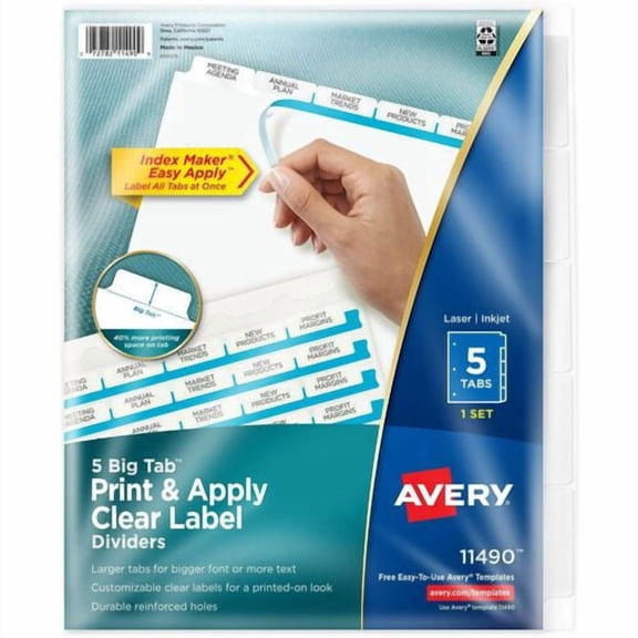 Avery® Big Tab Index Maker Index Divider, Print-on Tab(s), 8.5" Divider Width x 11" Divider Length, 3 Hole Punched (11490) | 2-Pack (2 Total)