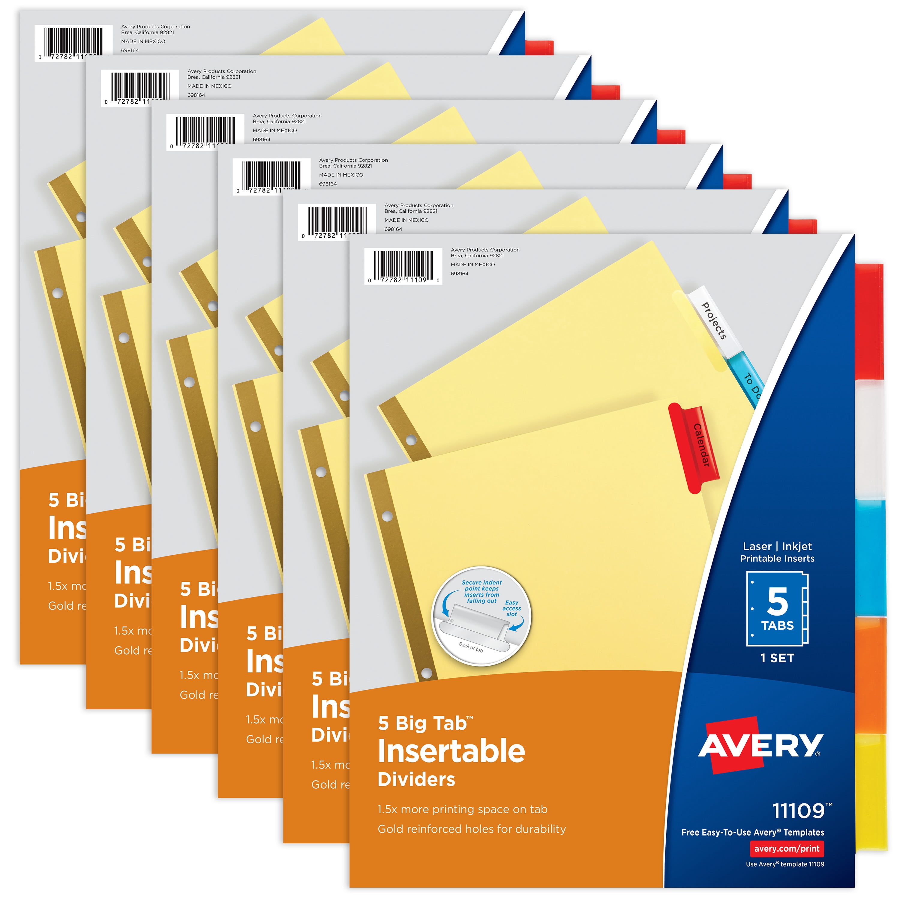 Tab Set Avery Big Tab Insertable Dividers, 5-Tab Sets, 6 Sets (71109) - Walmart.com