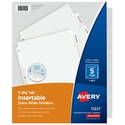 Avery Big Tab Insertable Extra Wide Dividers, 5 Clear Tabs, 1 Set (11221)