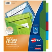 Avery Big Tab Insertable Plastic Dividers, 5-Tab, Two-Pocket, Multicolor (11906)
