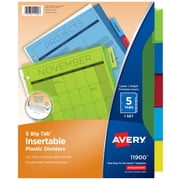 Avery 5-Tab Plastic Dividers, Big Tab, 1 Set (11900)