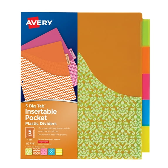 Avery Big Tab Insertable Pocket Dividers, 5 Tabs (07714)