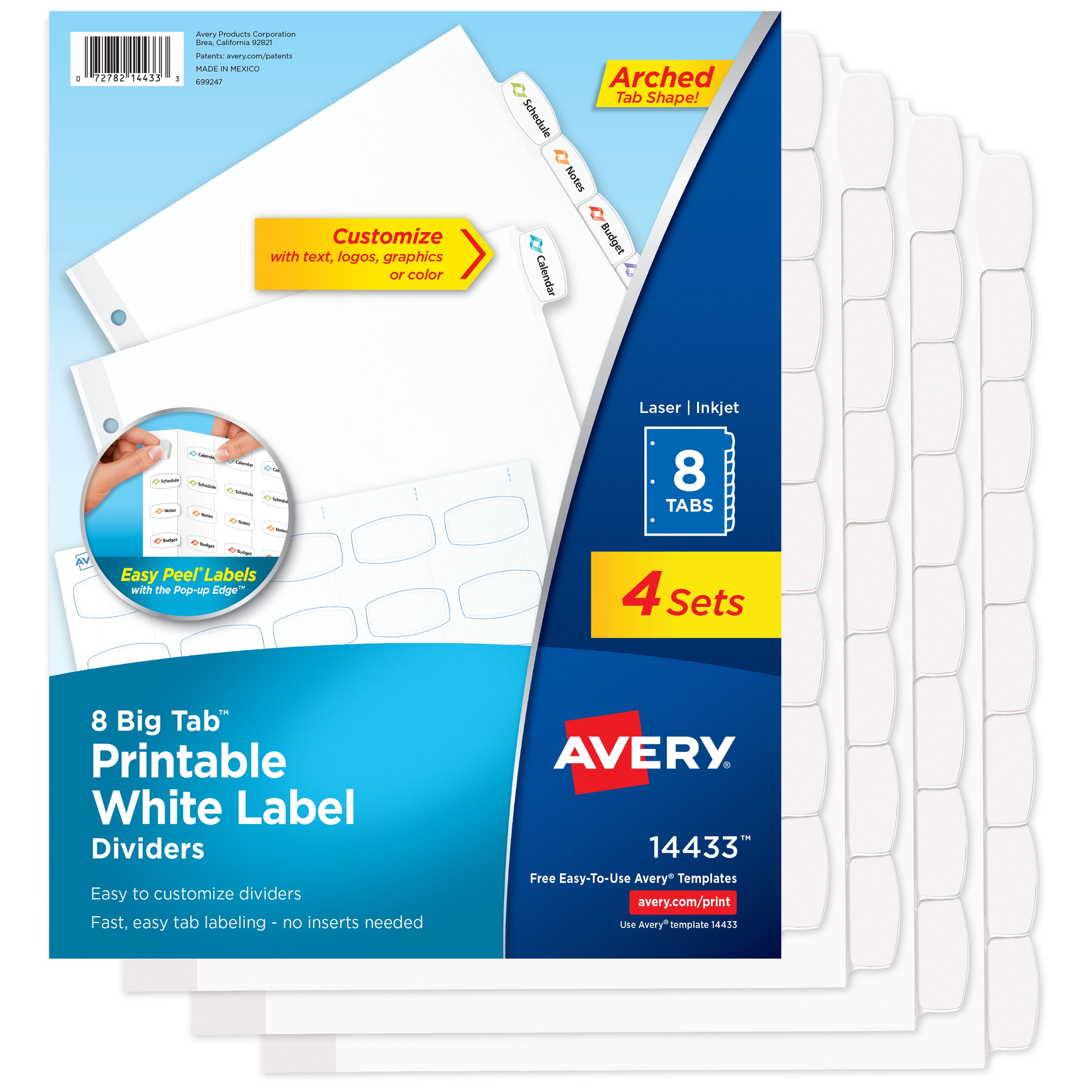 Avery Big Tab Printable Dividers, Easy Peel Labels, Customizable