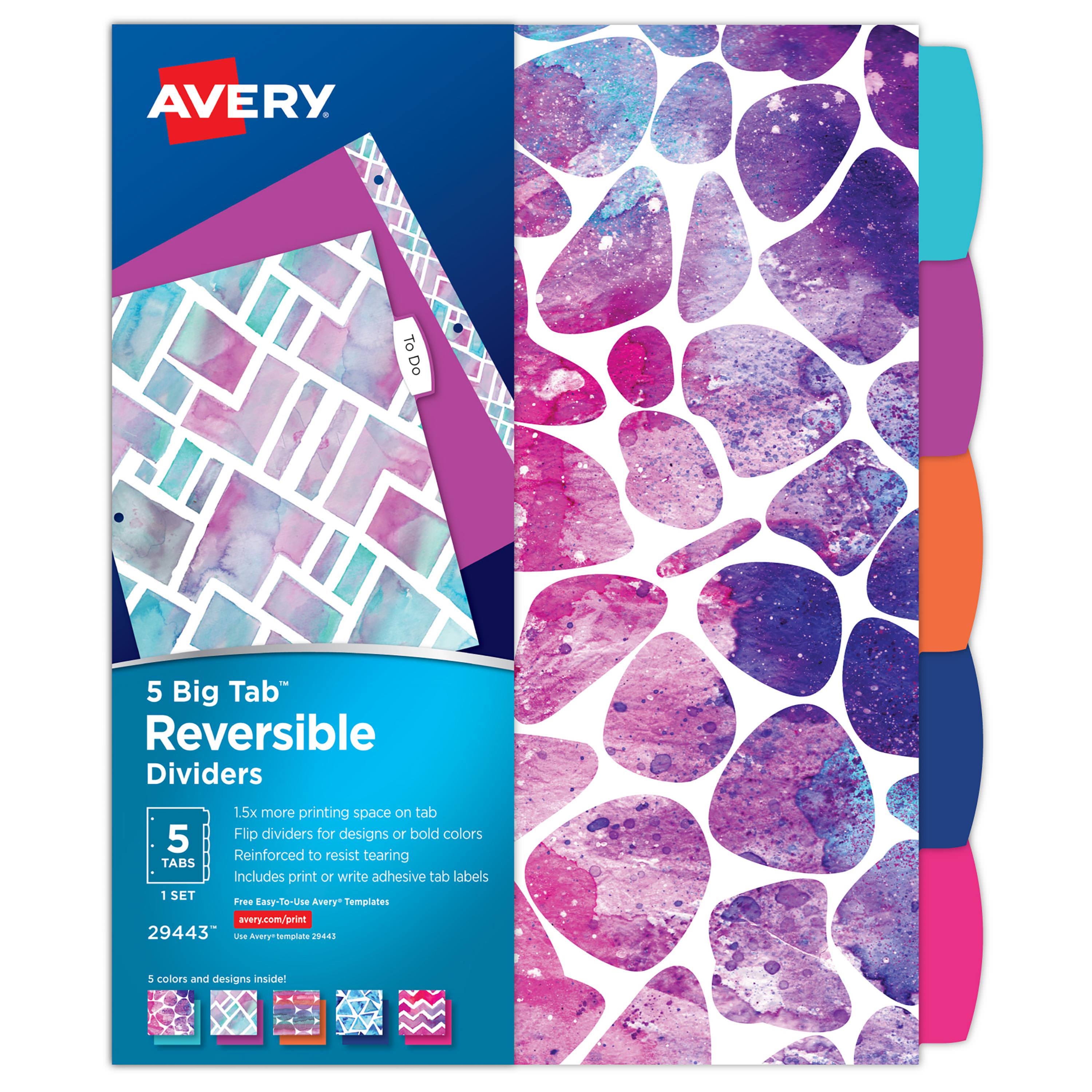 Avery Big Tab Reversible Dividers, Assorted Geometric Designs, 5Tab
