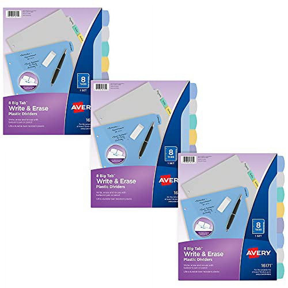 Avery Big Tab Write & Erase Durable Plastic Dividers for 3 Ring Binders