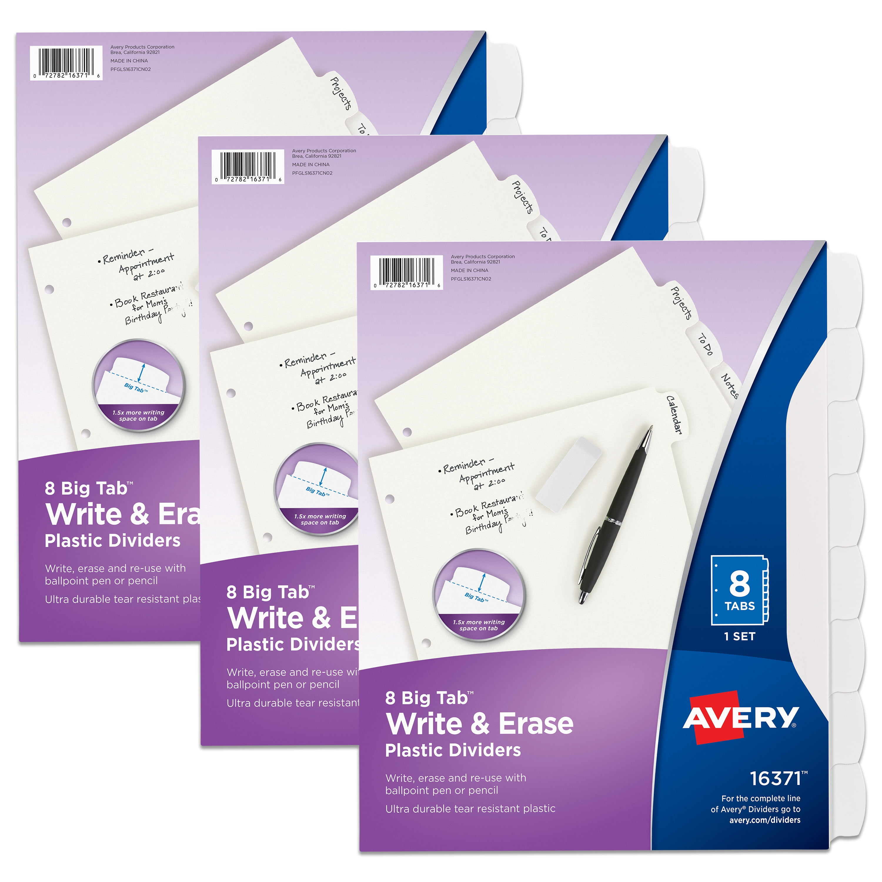Avery Big Tab Write & Erase Durable Plastic Dividers for 3 Ring Binders ...