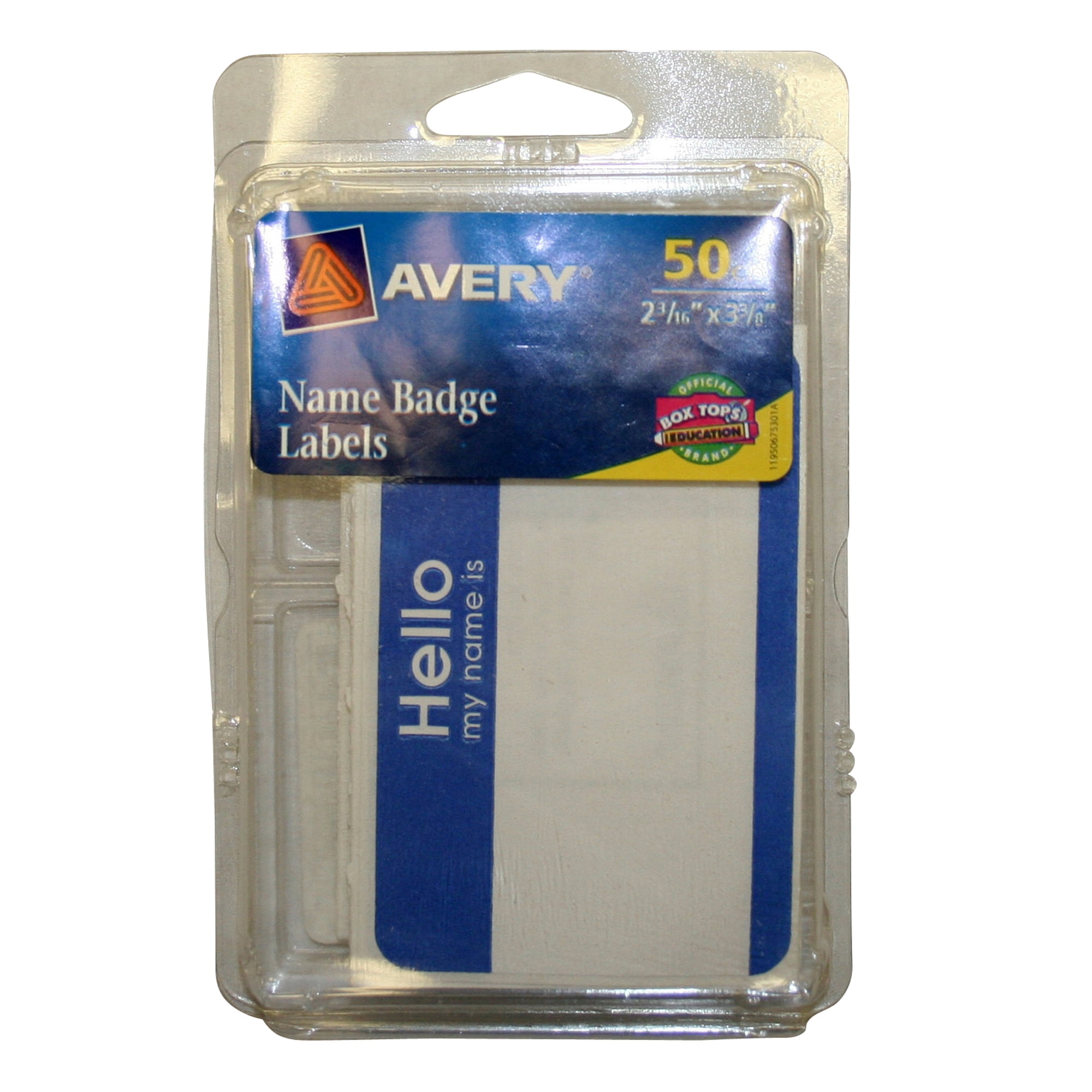 Avery Blue Border White Name Badge 50ct