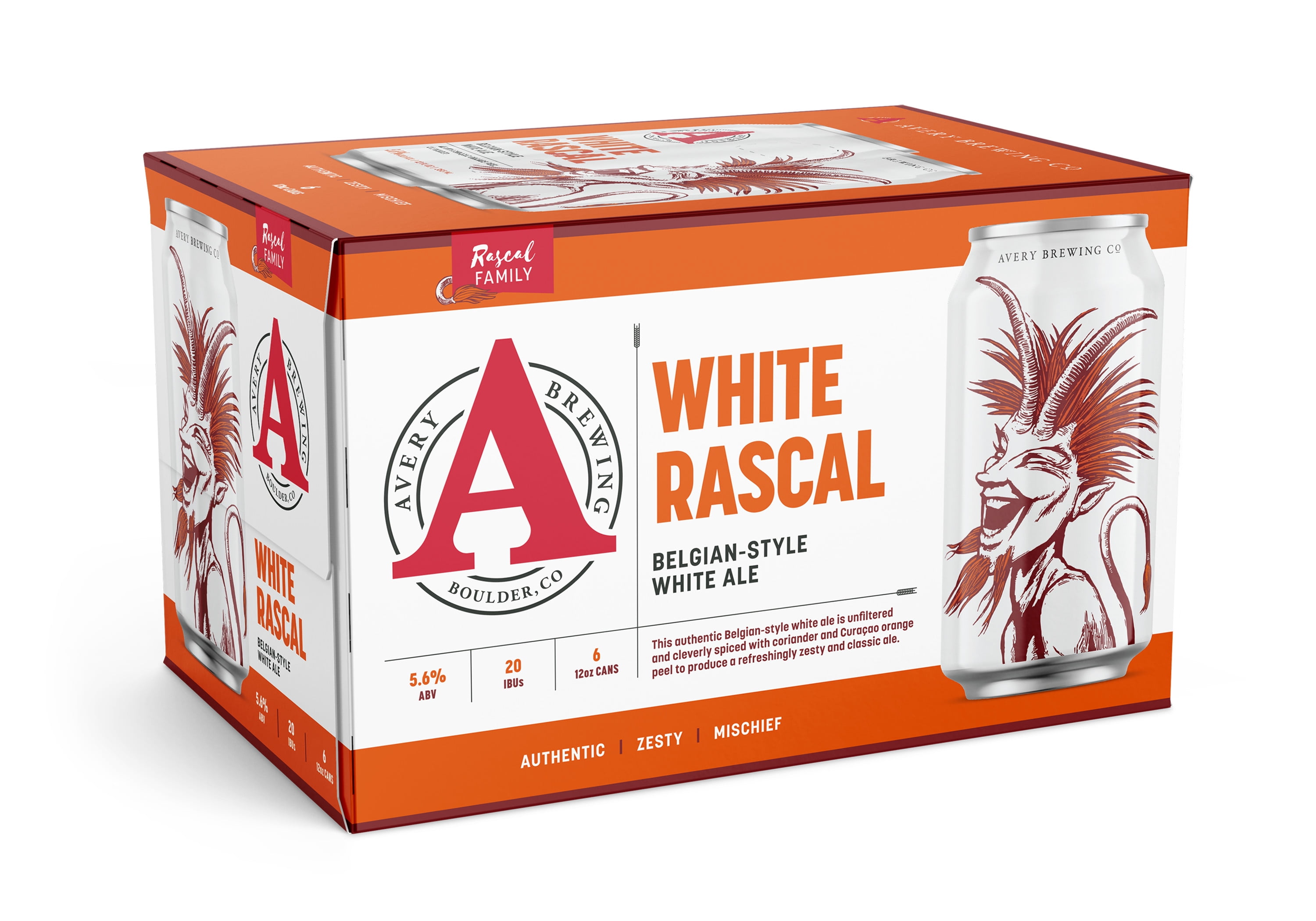 White Rascal Avery Brewing Co. White Rascal, 6 pack, 12 fl.oz, Aluminum Can, 5.6 % ...