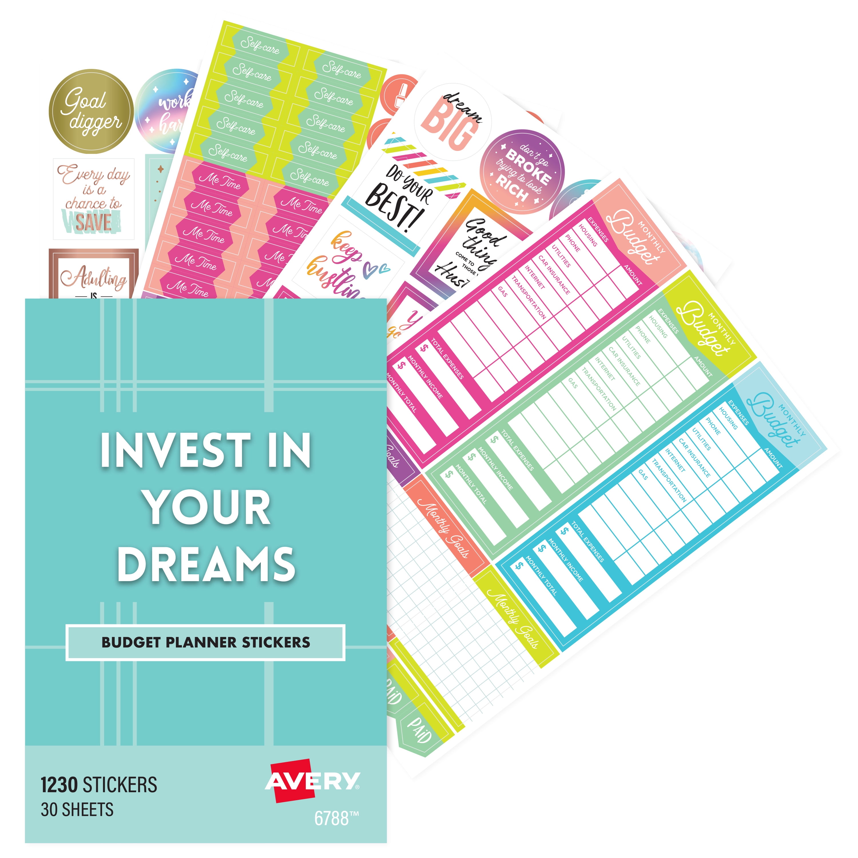 Avery Budget Planner Sticker Variety Pack, 1,230 Stickers (6788)