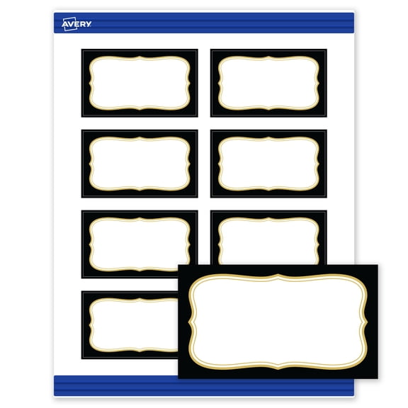 Avery Business Cards, 2" x 3.5", Black with Gold Flourish, Matte