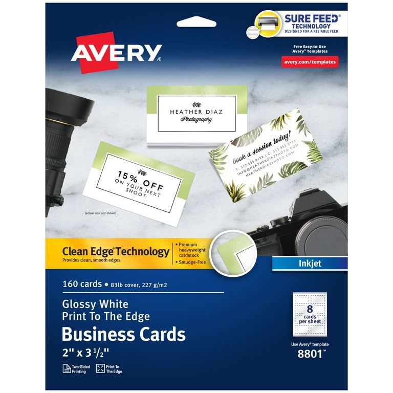 Avery Business Cards, 2 avery-business-cards-2-x-3-5-glossy-white-160-total-8801-walmart-com