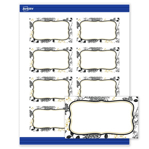 Avery Business Cards, 2" x 3.5", Gold Flourish & Black Florals