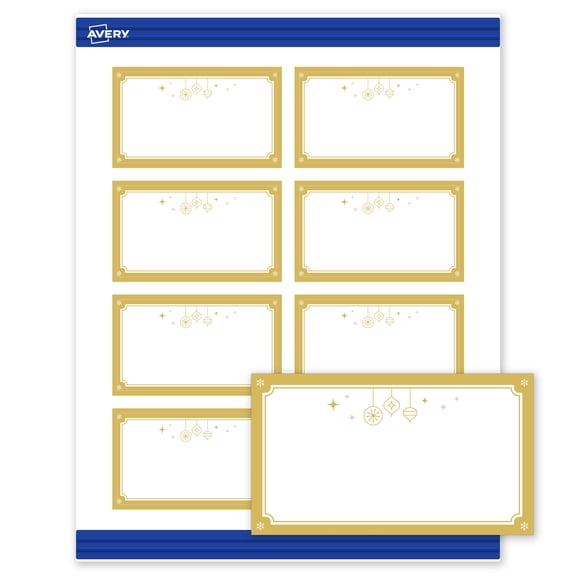 Avery Business Cards, 2" x 3.5", Gold-Metallic Ornaments, Matte, 80