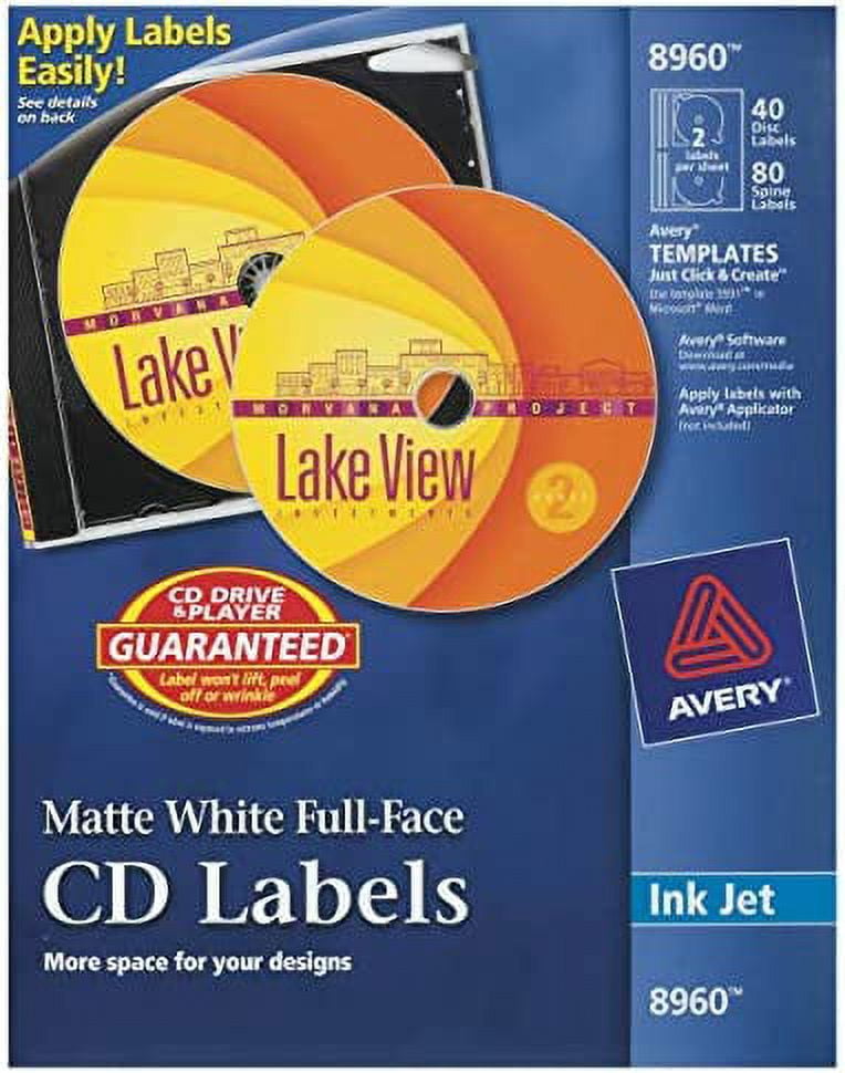 Avery CD Labels, Print to the Edge, Permanent Adhesive, Matte, 40 Disc ...