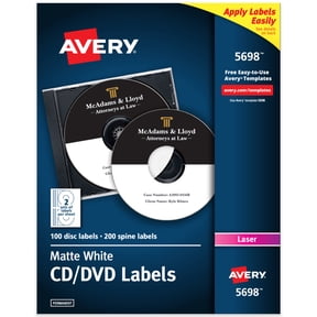 Avery CD Labels, Permanent, 100 CD Labels & 200 Spine Labels (5698)