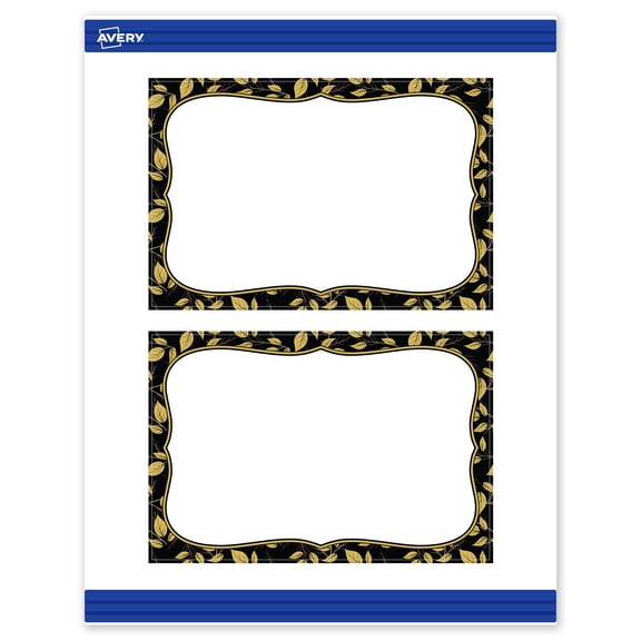 Avery Cards, 4" x 6", Matte White, Black Flourish/Golden Leaves
