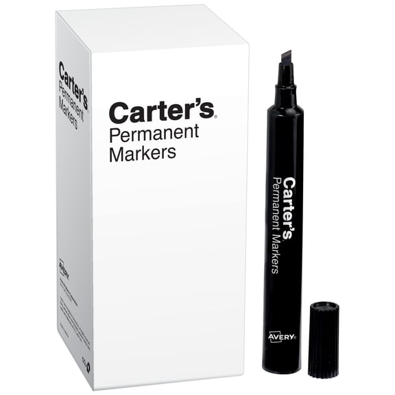 Avery® Carter's® Chisel-Tip Permanent Markers, Large, Black, Box Of 12