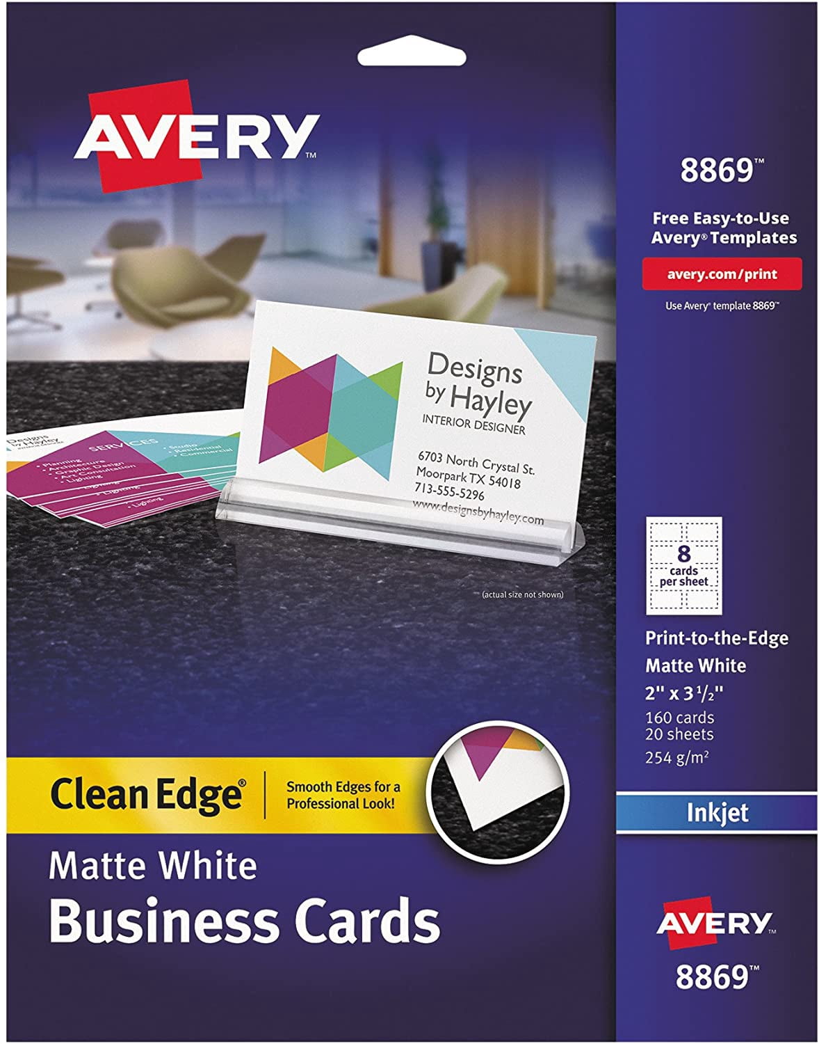 Avery Clean Edge Printable Business Cards with Sure Feed Technology, 2 ...