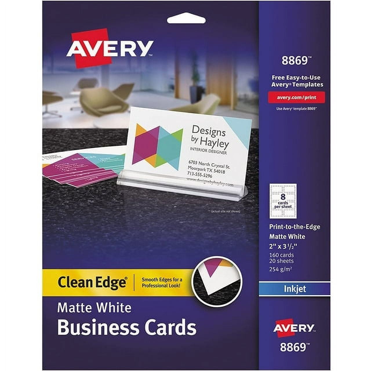 Avery Clean Edge Printable Business Cards with Sure Feed Technology, 2 ...