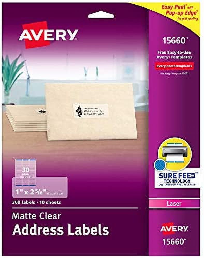 Avery Clear Easy Peel Address Labels for Laser Printers 1" x 25/8