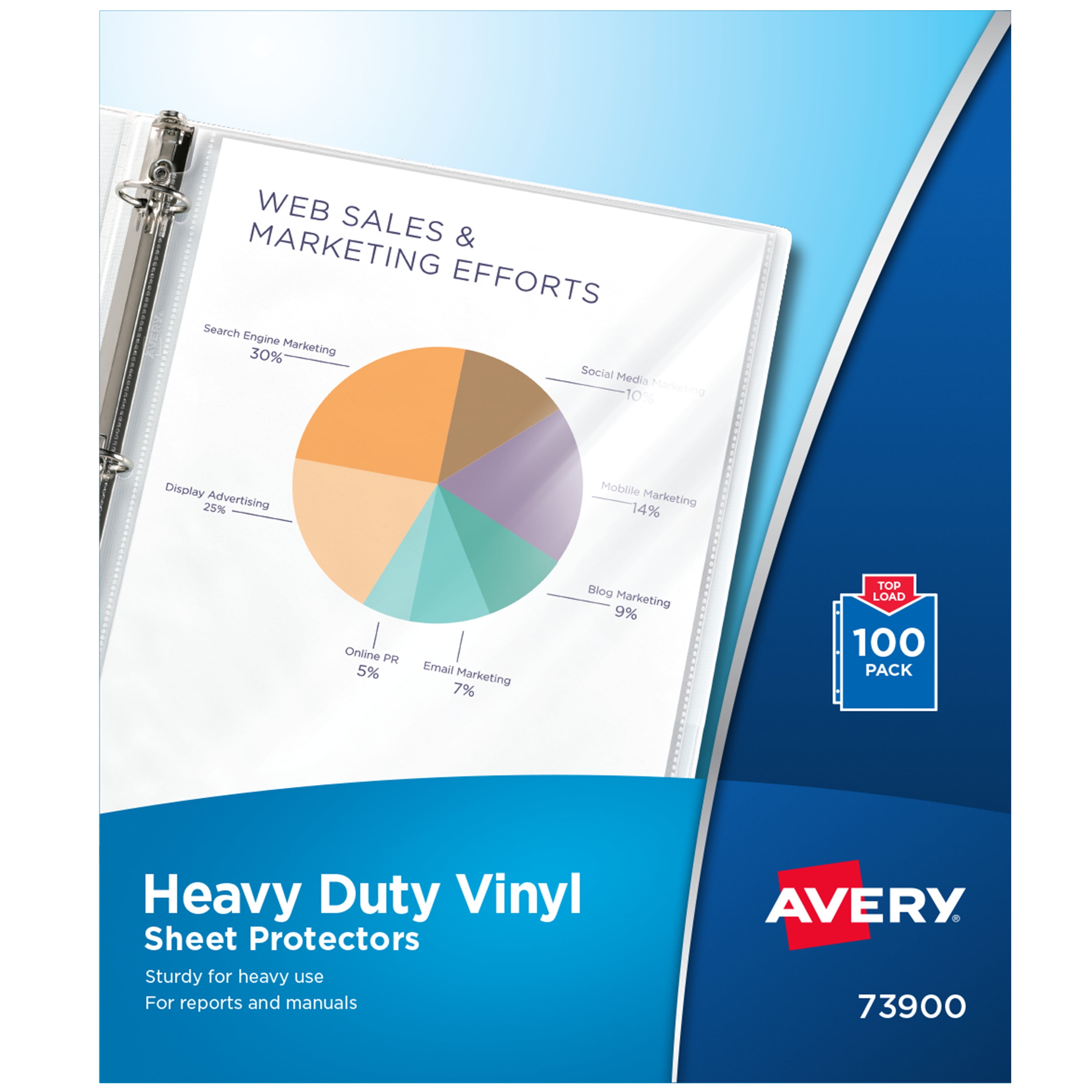 Avery Top-Load Vinyl Sheet Protectors Heavy Gauge Letter Clear 100/Box