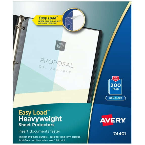 Avery Clear Heavyweight Sheet Protectors, Non-Glare, 200ct (74401)