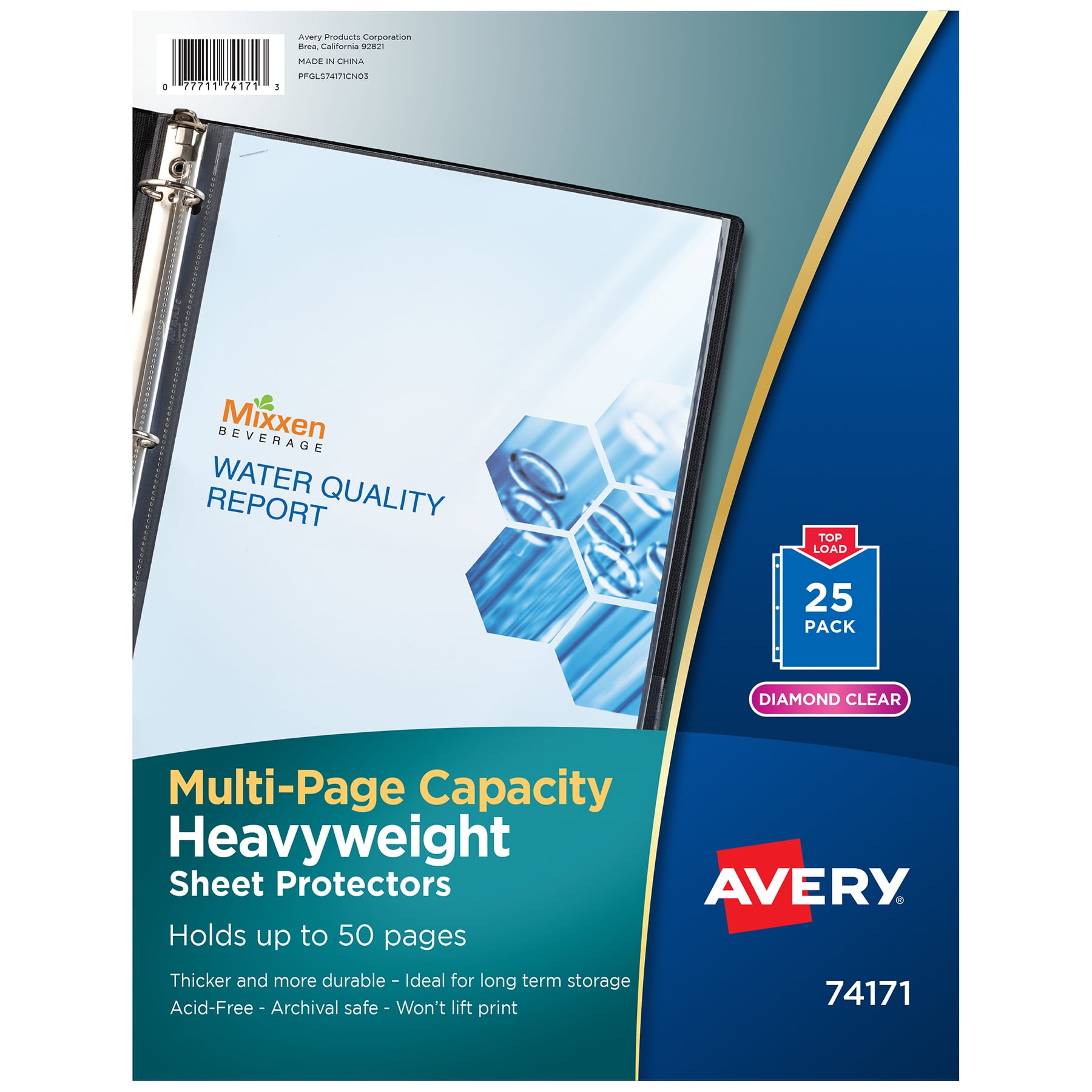 Avery Clear High-Capacity Sheet Protectors, Hold 50 Sheets, Heavyweight, Polypropylene, 25 Multi Page Protectors (74171)