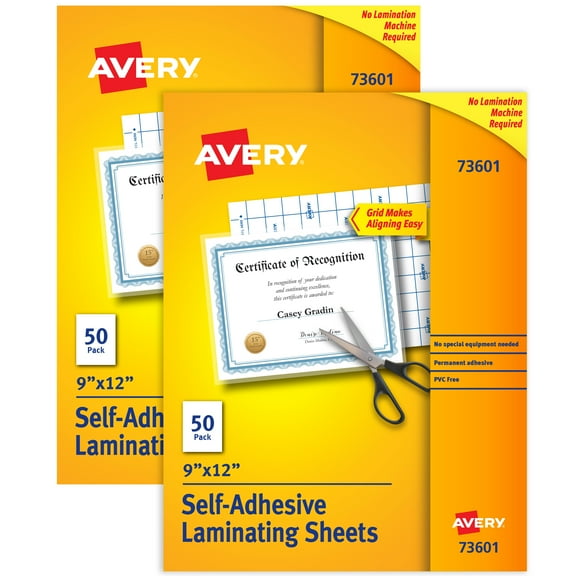 Avery Clear Laminating Sheets, 9" x 12", 100ct (2-Pack of 73601)