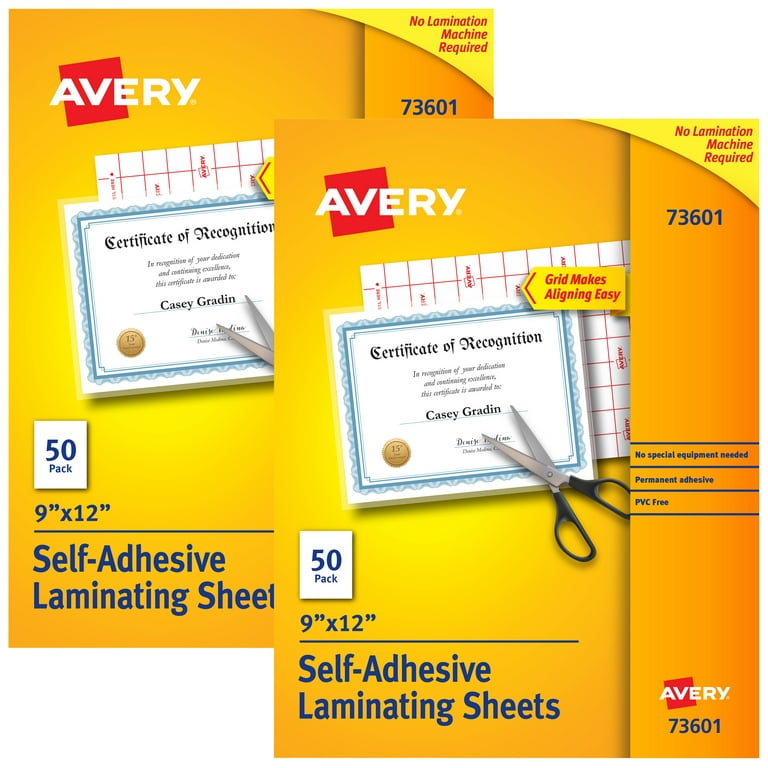 Avery Laminating Sheets, Self Adhesive, School Supplies