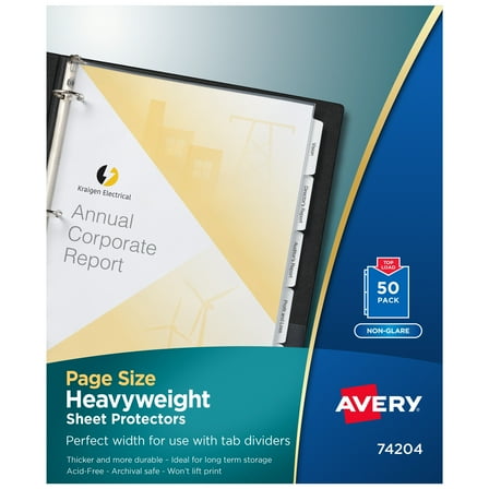 Avery Clear Page-Size Sheet Protectors, Non-Glare, 50ct (74204)