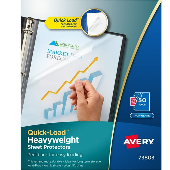 Avery Clear Quick Load Sheet Protectors, Non-Glare, 50ct (73803)