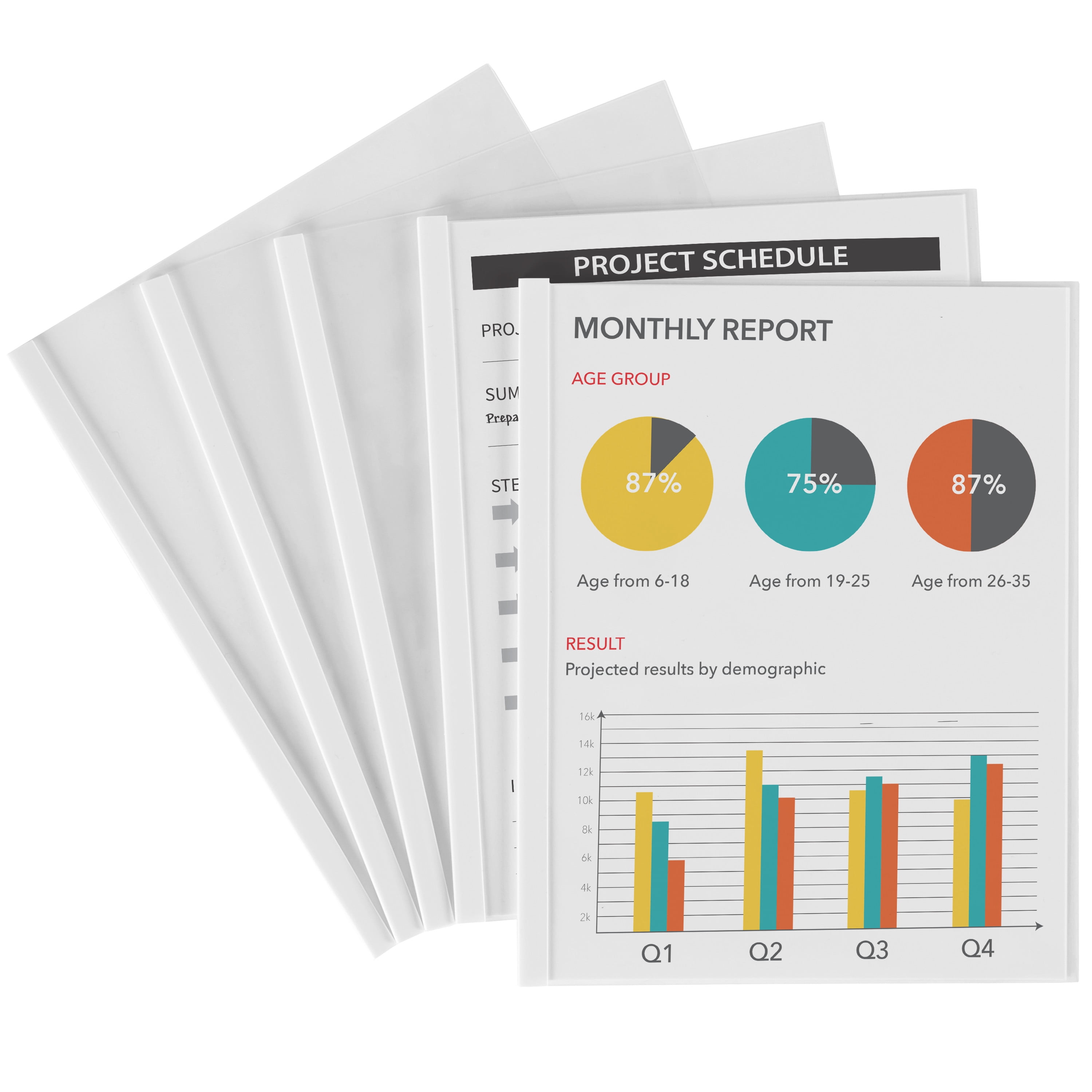 Avery Clear Report Covers with Sliding Bars, White Binding Bars, Holds
