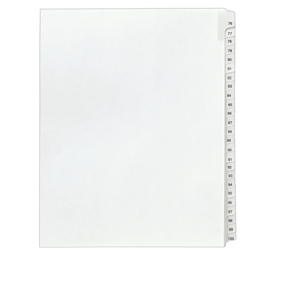 Avery Collated Legal Dividers Allstate Style, White, Letter Size, 76-100 Tab Set