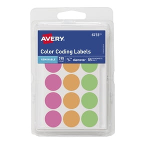 Avery Removable Labels, 3/4" Round, Neon, 315 Count