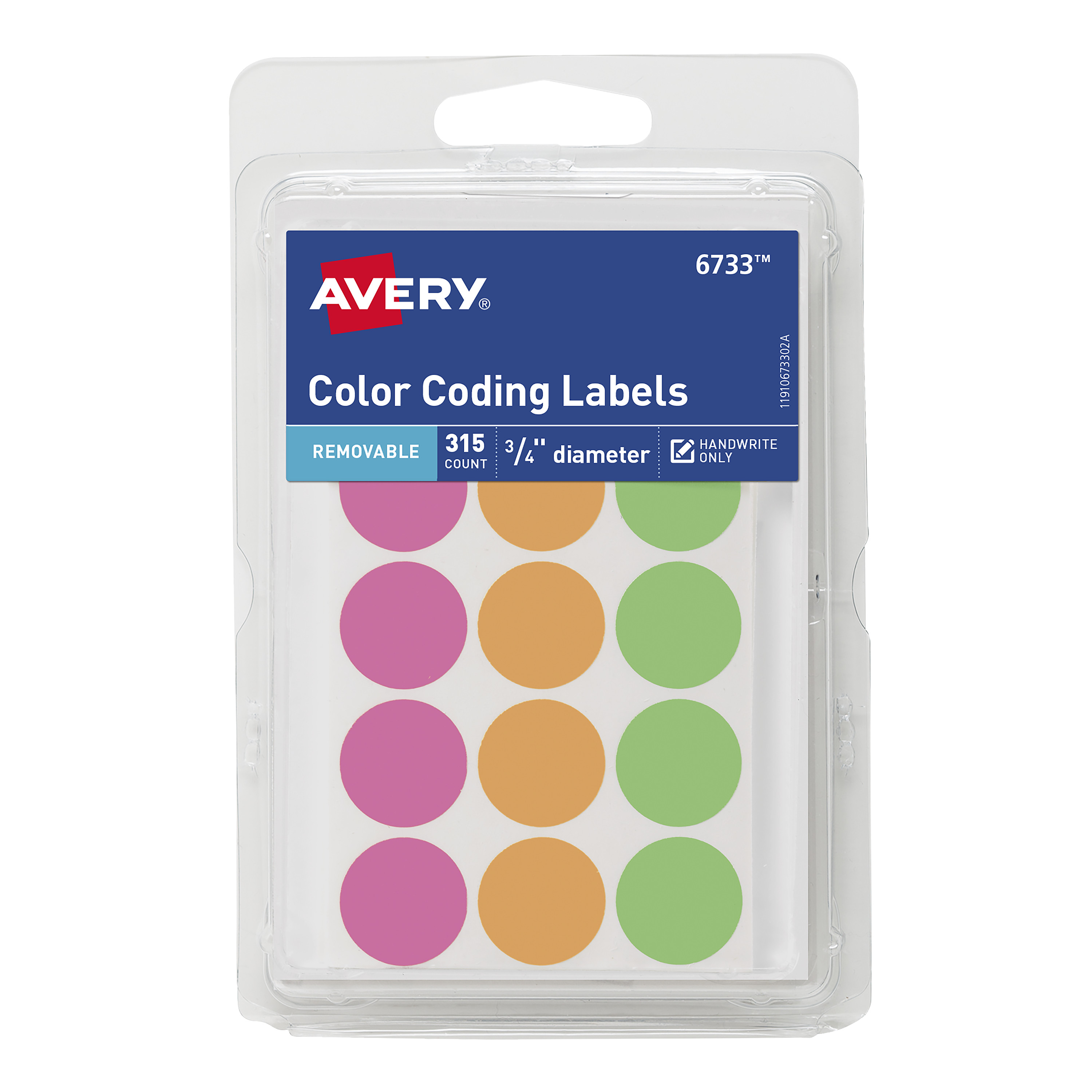 Avery SeeThrough ColorCoding Removable Labels, 1/4" Round, Assorted