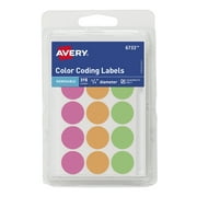Avery Color Coding Labels, Assorted Neon Colors, Removable, Handwrite Only, 315 Labels, 3/4" Round
