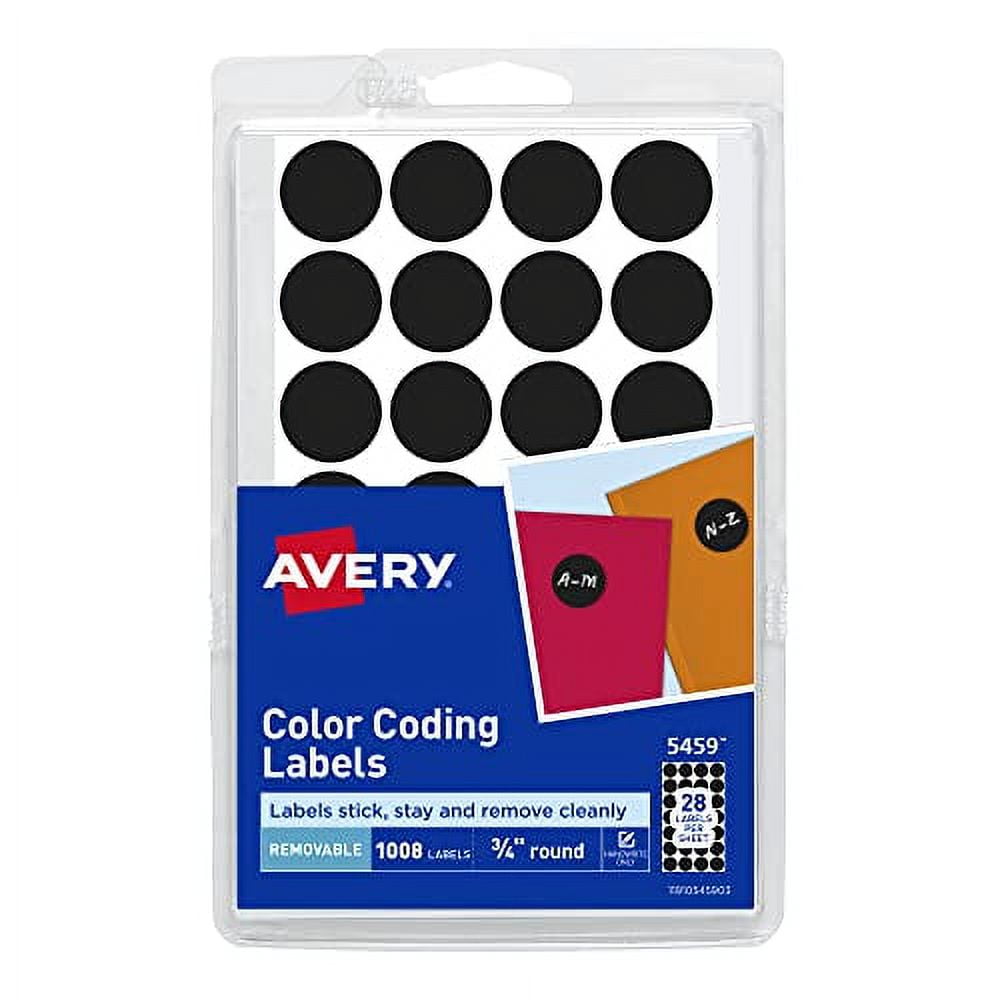 Avery Color Coding Removable Labels 34 Inch Round Stickers Black