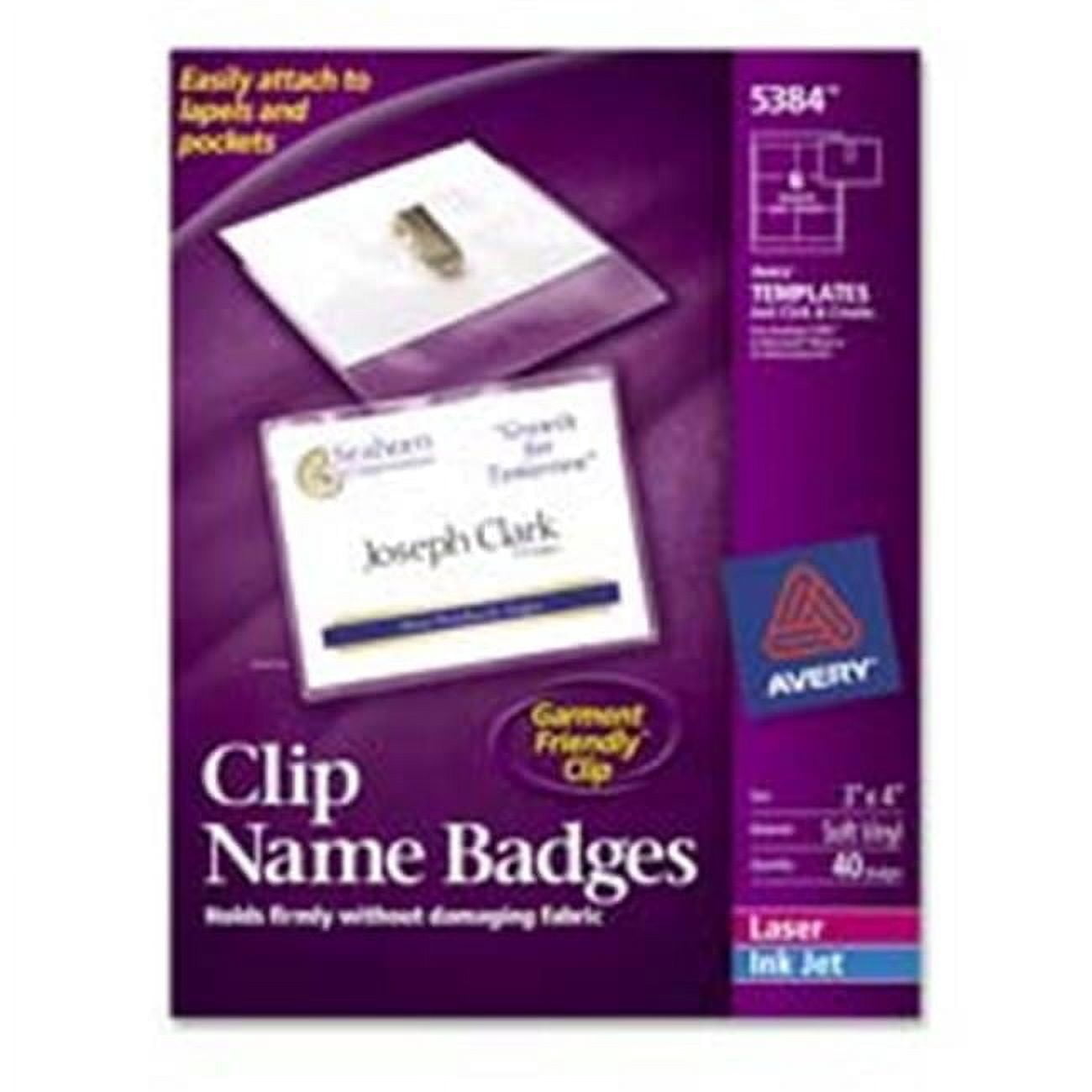 Avery Consumer Products AVE Name Badges- w- Clip- Side Load- 2-.25in.x3-.50in.- White