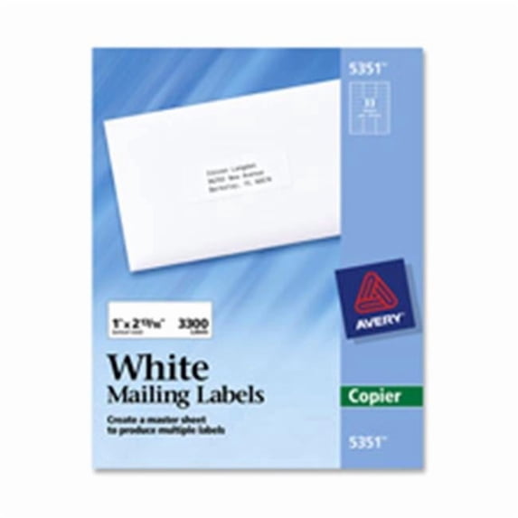 Avery Consumer Products AVE5363 Copier Label- Mailing- 1-.38in.x2-1.19in.- White
