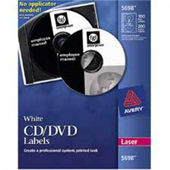 Avery Consumer Products CD-DVD Labels- 250 Labels- White Laser Matte