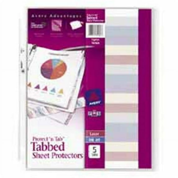 Avery Consumer Products AVE74160 Protect ft.N Tab Sheet Protectors- 5 Tab- 11in.x8-.50in.- Clear