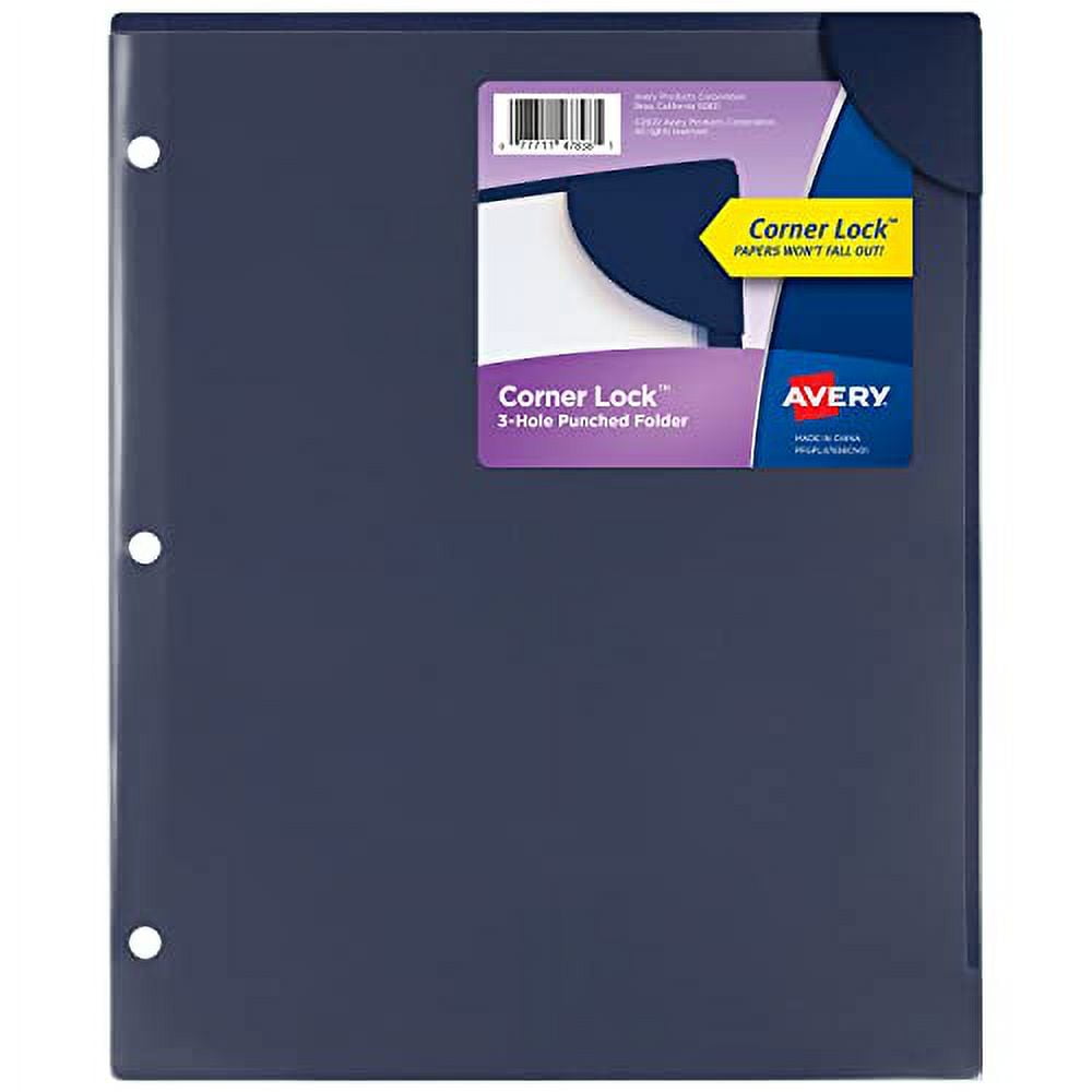 Avery Corner Lock Document Sleeves for 3 Ring Binders, 1 Navy Blue