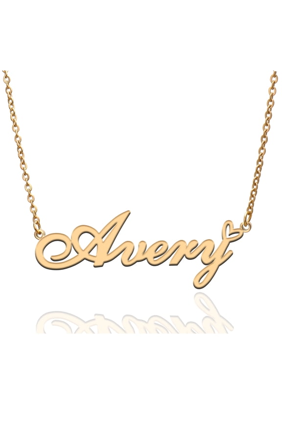 Avery Custom Name Necklace Customized Personalized Plated Name Necklace for Mother Daughter Friendship Women Valentine's Day Christmas Birthday New Year Gold