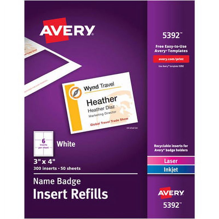 avery-customizable-name-badge-inserts-3-x-4-white-300-printable-name-tag-inserts-5392-walmart-com for In N Out Name Tag Printable Free Avery Customizable Name Badge Inserts, 3
