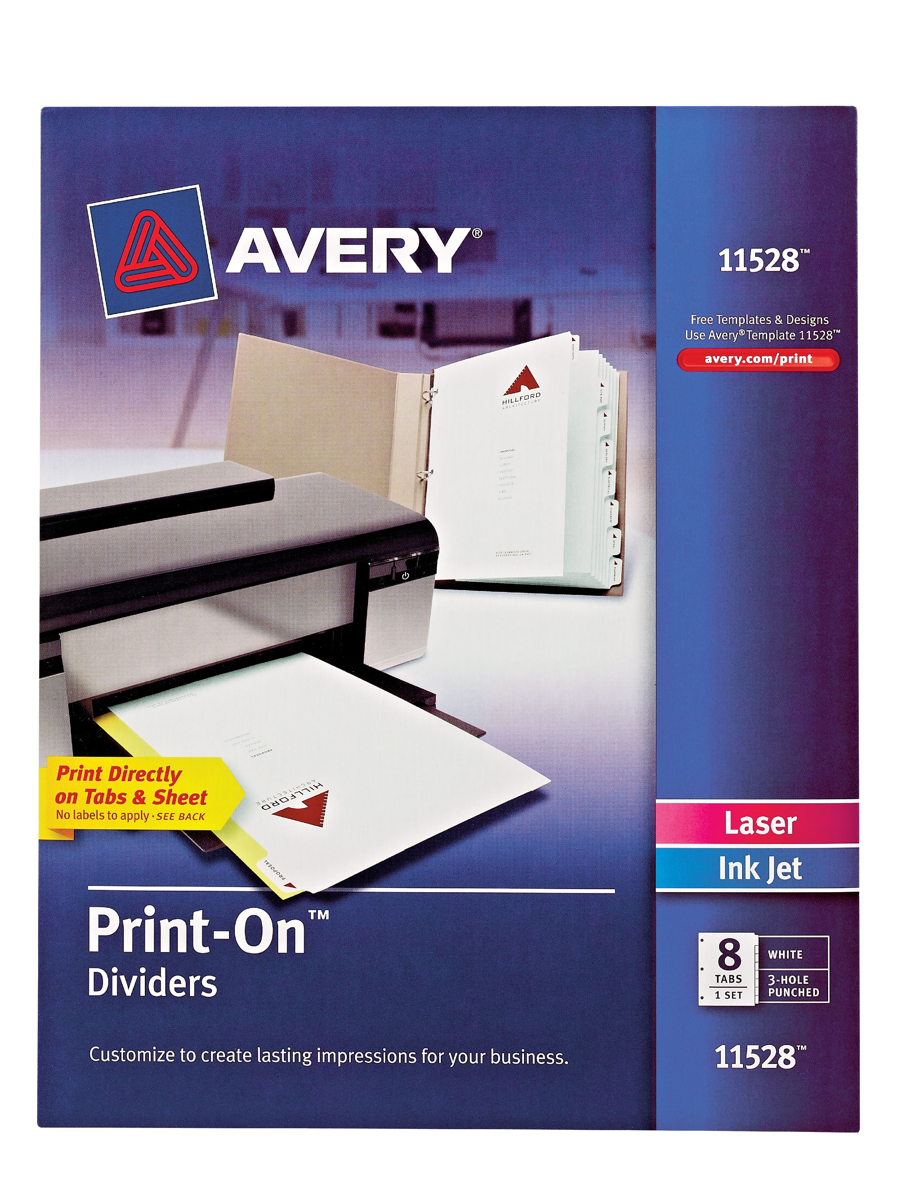 Avery Customizable Print-On Dividers, 8-Tab Set (11528)